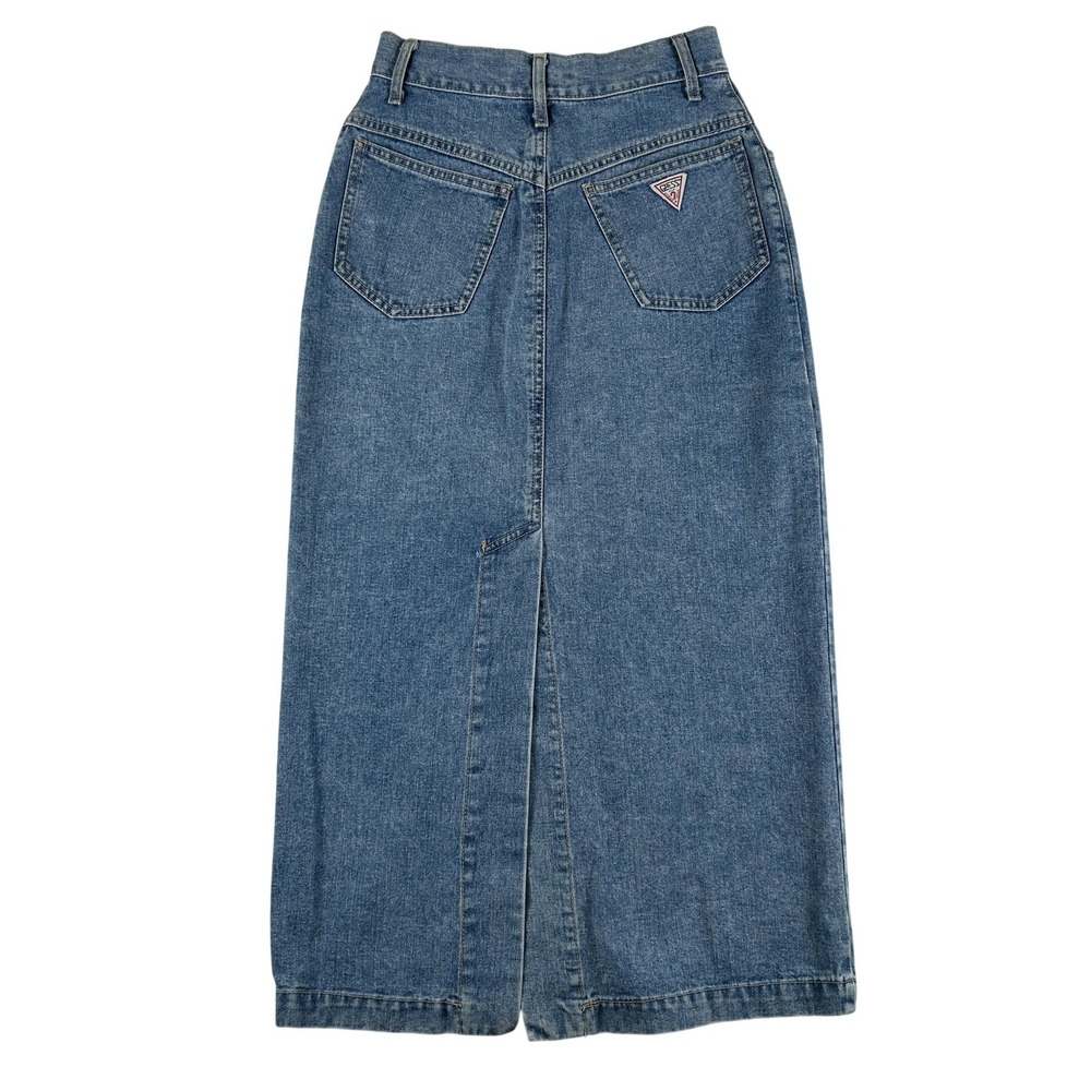 Vintage Guess By Georges Marciano Denim Skirt Womens 26 Maxi USA High Waist 80s